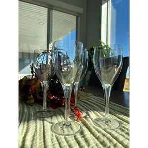 Set of 4 Gorgeous, Simple Crystal Goblets by Crate and Barrel